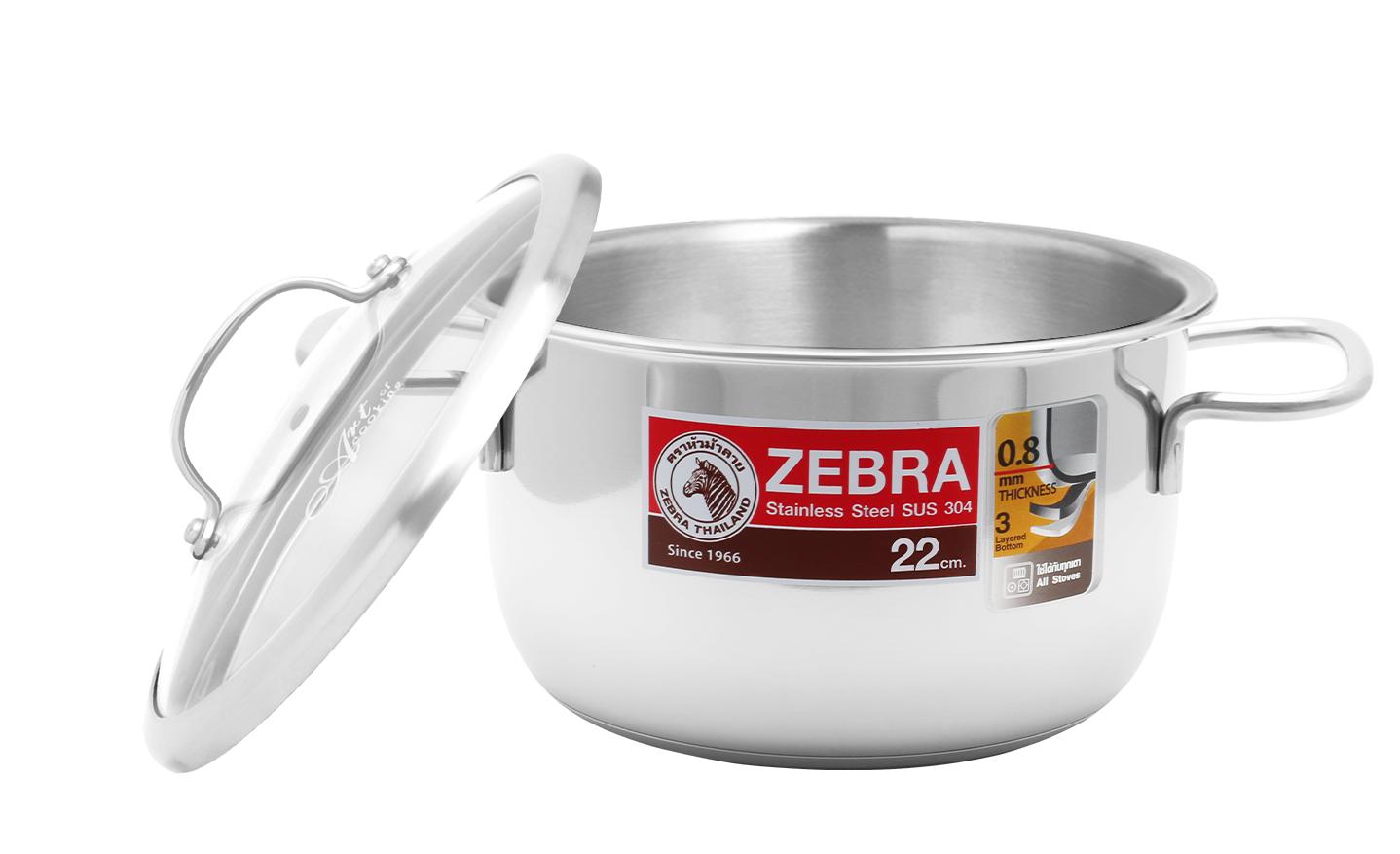 [ Zebra Thailand ]Nồi inox 304 3 đáy nắp kính Extreme Infinity