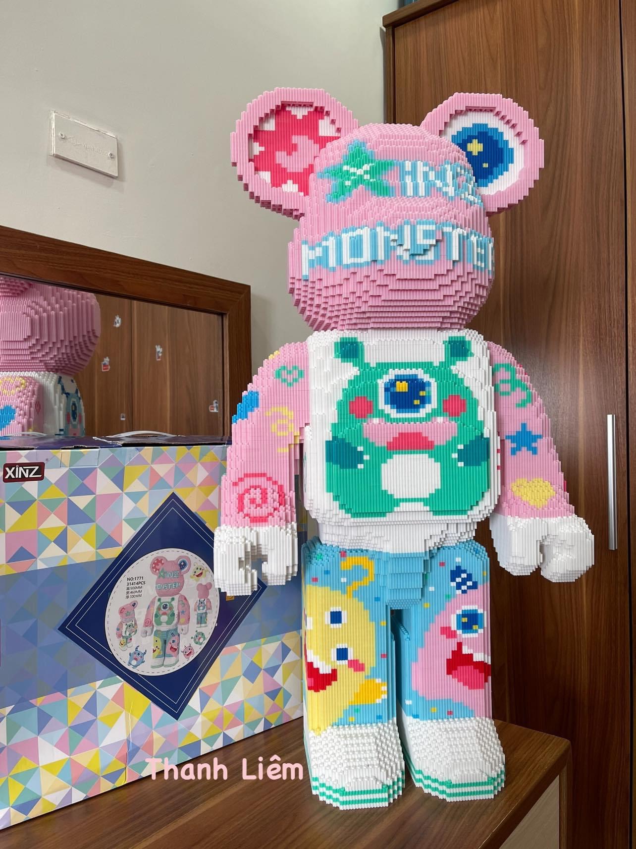 Đồ chơi lắp ráp mô hình gấu bearbrick 55cm Monster và Boom mới.
