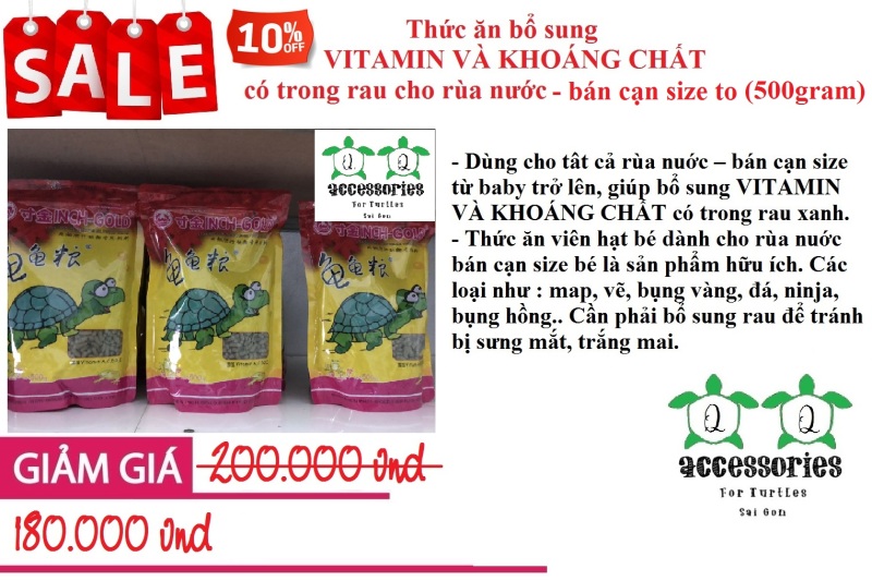 Thức ăn bổ sung VITAMIN VÀ KHOÁNG CHẤT có trong rau cho rùa nước - bán cạn size to 500 gram