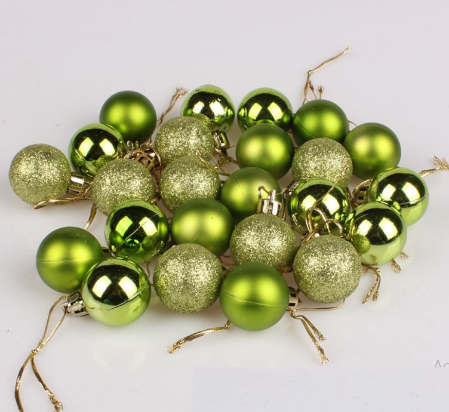 Hộp 24 quả châu trang trí noel 6cm MẪU E13