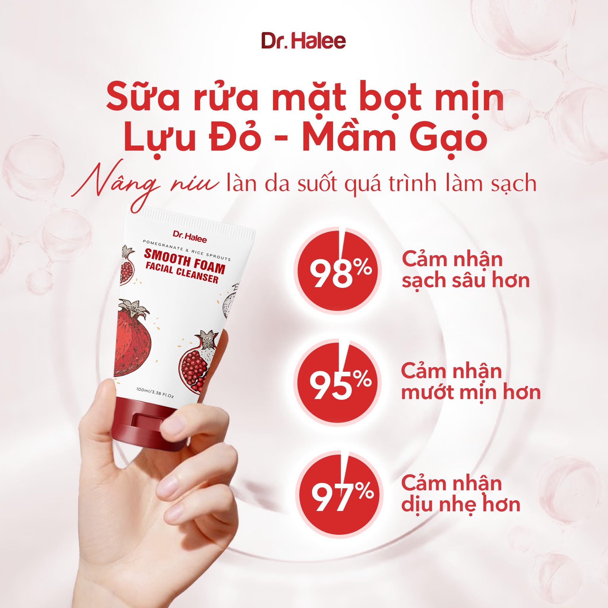 Sữa rửa mặt Lựu đỏ Mầm gạo Dr.Halee 30ml