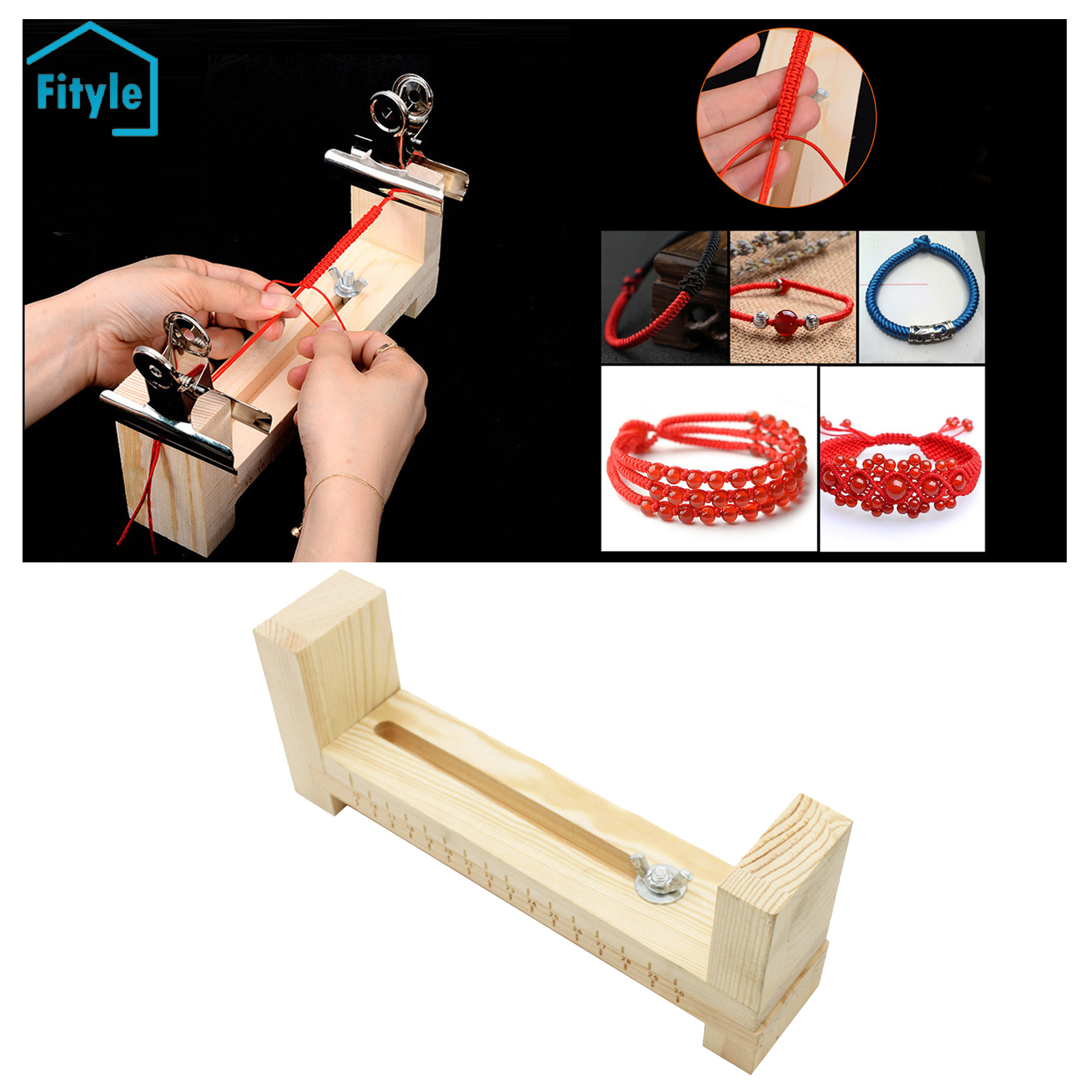 Fityle Jig Bracelet Weaver Wooden Frame Keychain Knot Parachute Cord Braiding Maker