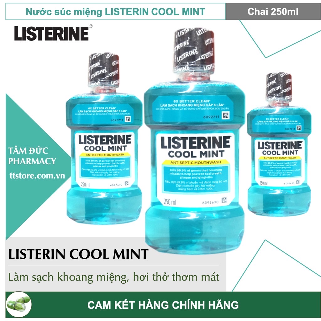 [HCM]LISTERINE COOL MINT [Chai 250ml] - Nước súc miệng listerin diệt khuẩn giữ hơi thở thơm mát