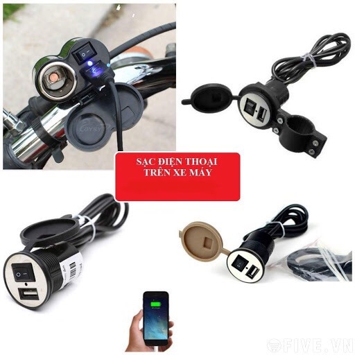 sạc điện thoại gắn xe máy