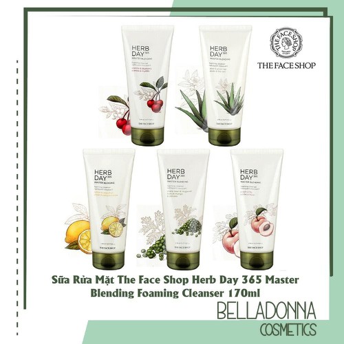 Sữa Rửa Mặt Làm Sạch Dưỡng Ẩm Và Làm Trắng Da  The Face Shop Herb Day 365 Master Blending Foaming Cleanser 170ml
