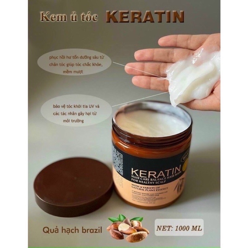 Kem ủ tóc keratin collagen 1000ml lavender brazil nut - ủ hấp tóc cung cấp dưỡng chất keratin & collagen
