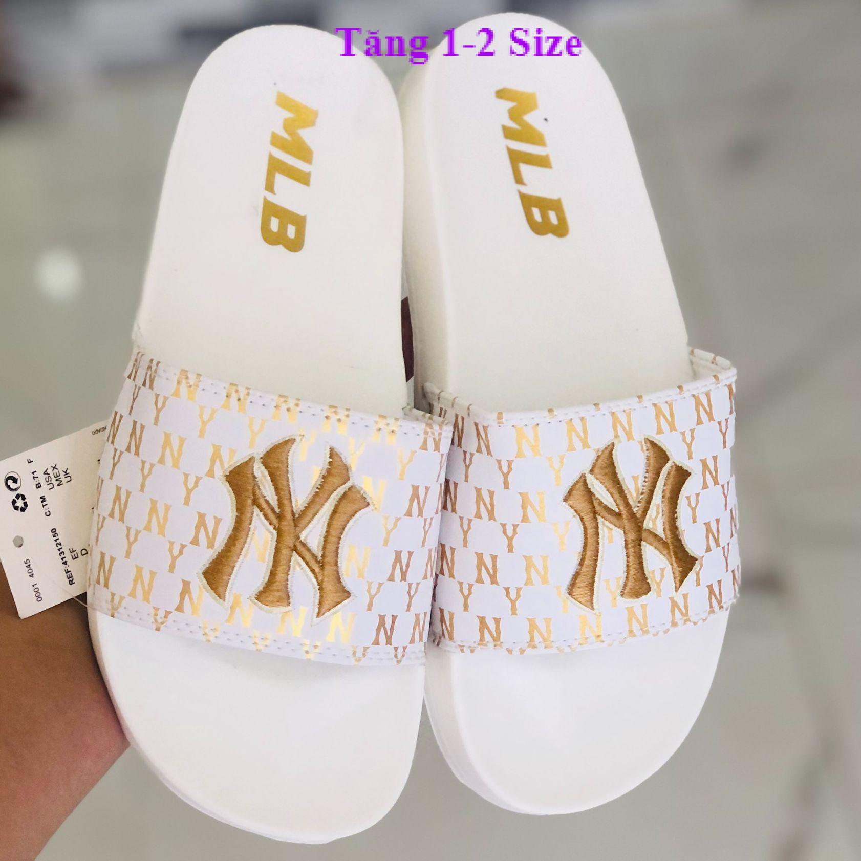 HOÀN TIỀN 15% - Dép unisex 𝐌𝐋𝐁 NY ❤️FREESHIP + Hộp❤️ Dép mlb GV quai ngang nam nữ chữ NY thêu nổi Dép thể thao bóng chày hottrent