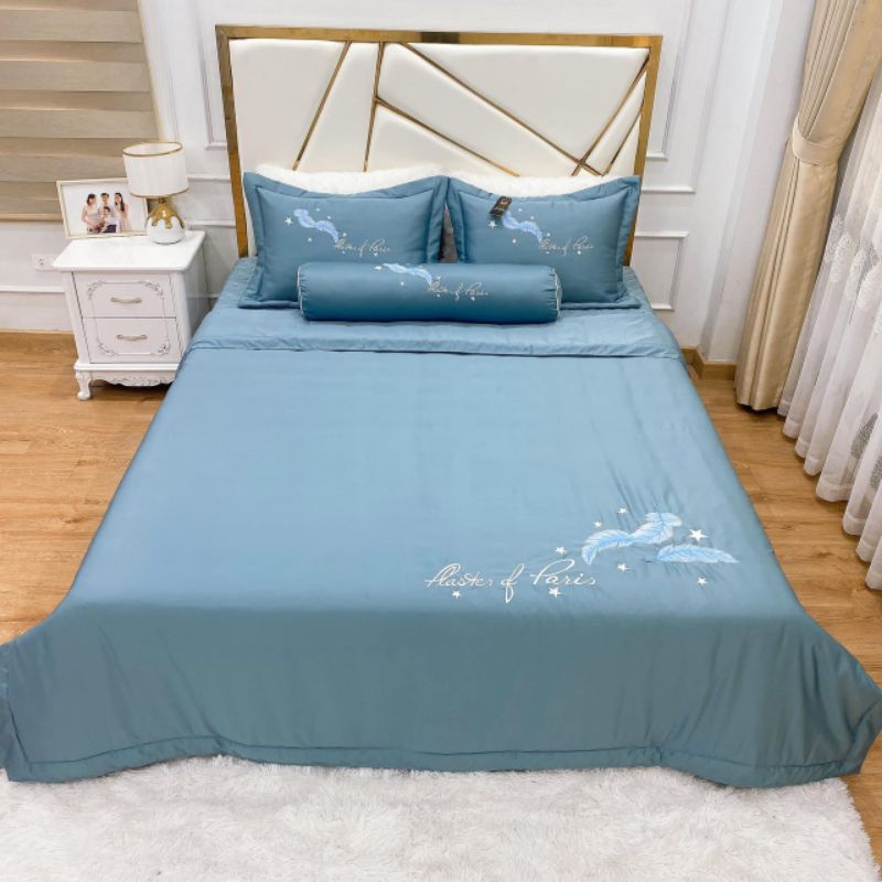 Bộ chăn ga gối phi lụa 5 món ga gối cưới hàng loại 1