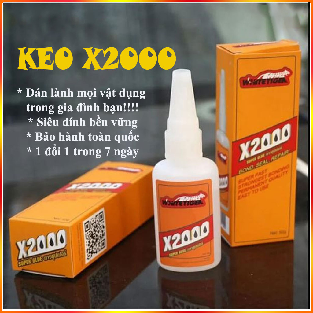 Keo siêu dính X2000 đa năng siêu dính X2000 dán được mọi vật liệu Keo dán gỗ, dán dép cao su , dán nhựa , thủy tinh, kim loại, sắt, gốm sứ, ... Keo siêu dính X2000 Keo dán giày dép Keo dán đa năng