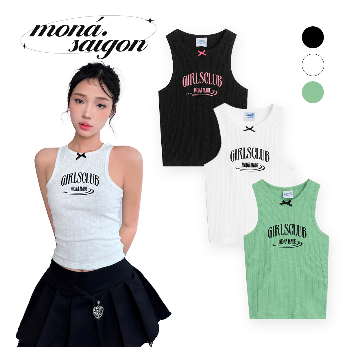[VOUCHER 12%/149K] Áo ba lỗ thêu logo MONÁ - VERA