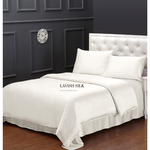 Bộ Ga Gối Lụa Lavish Silk Cao Cấp Mát Lạnh Hàng Loại 1  - Trắng