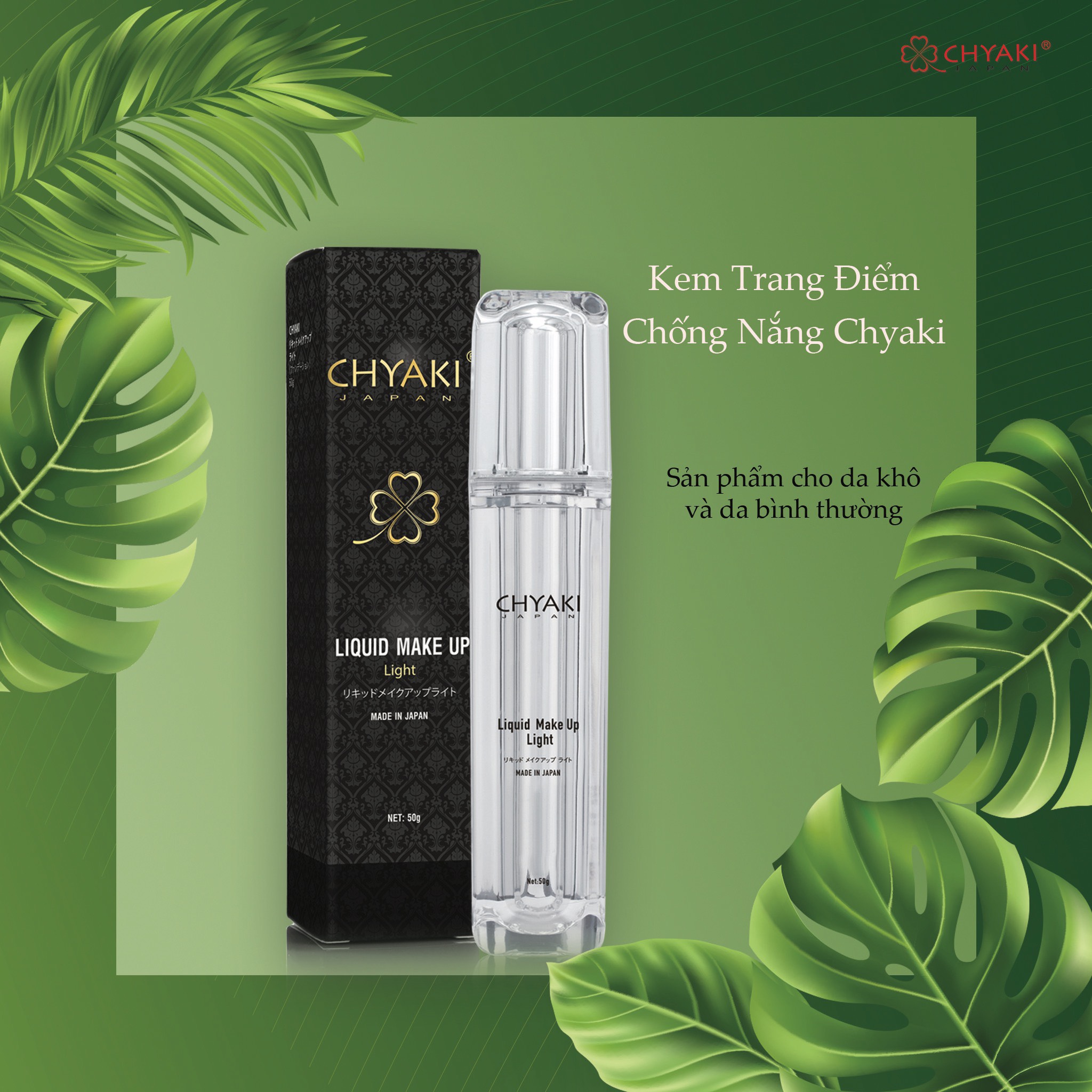 Kem trang điểm chống nắng chyaki liquid make up light 50ml