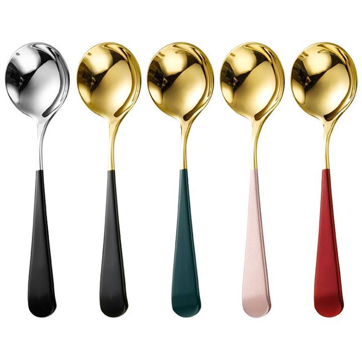 Thìa Muỗng Mạ Vàng Cao Cấp, Thìa Tròn Cán Dài  Đa Năng Cho Mẹ Và Bé- Thìa Ăn Dặm Vịt Vàng