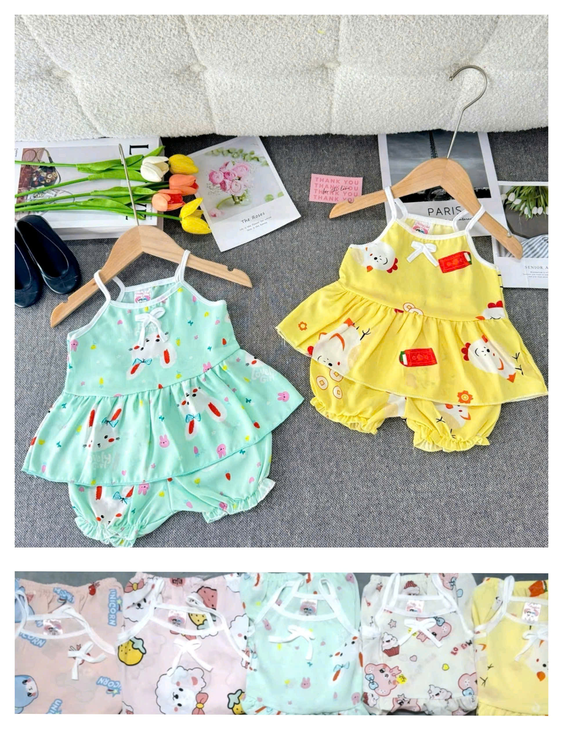 Bộ Lụa  Dây Nhiều Mẫu Bé (6-18kg) ( giao màu ngẫu nhiên)