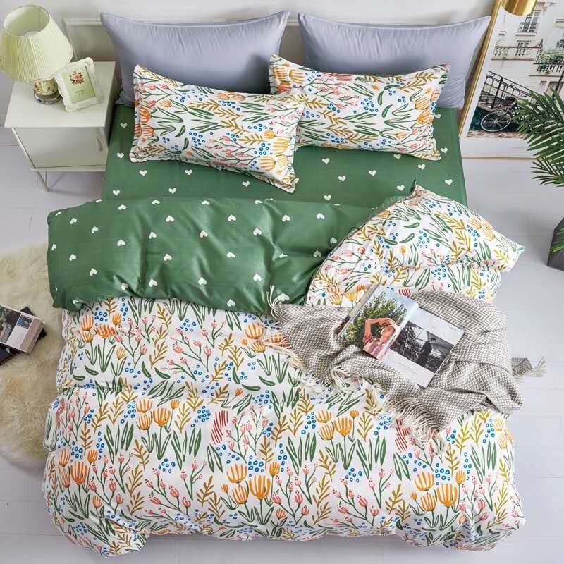 Trọn bộ 4 món cotton poly nhập mẫu vườn hoa