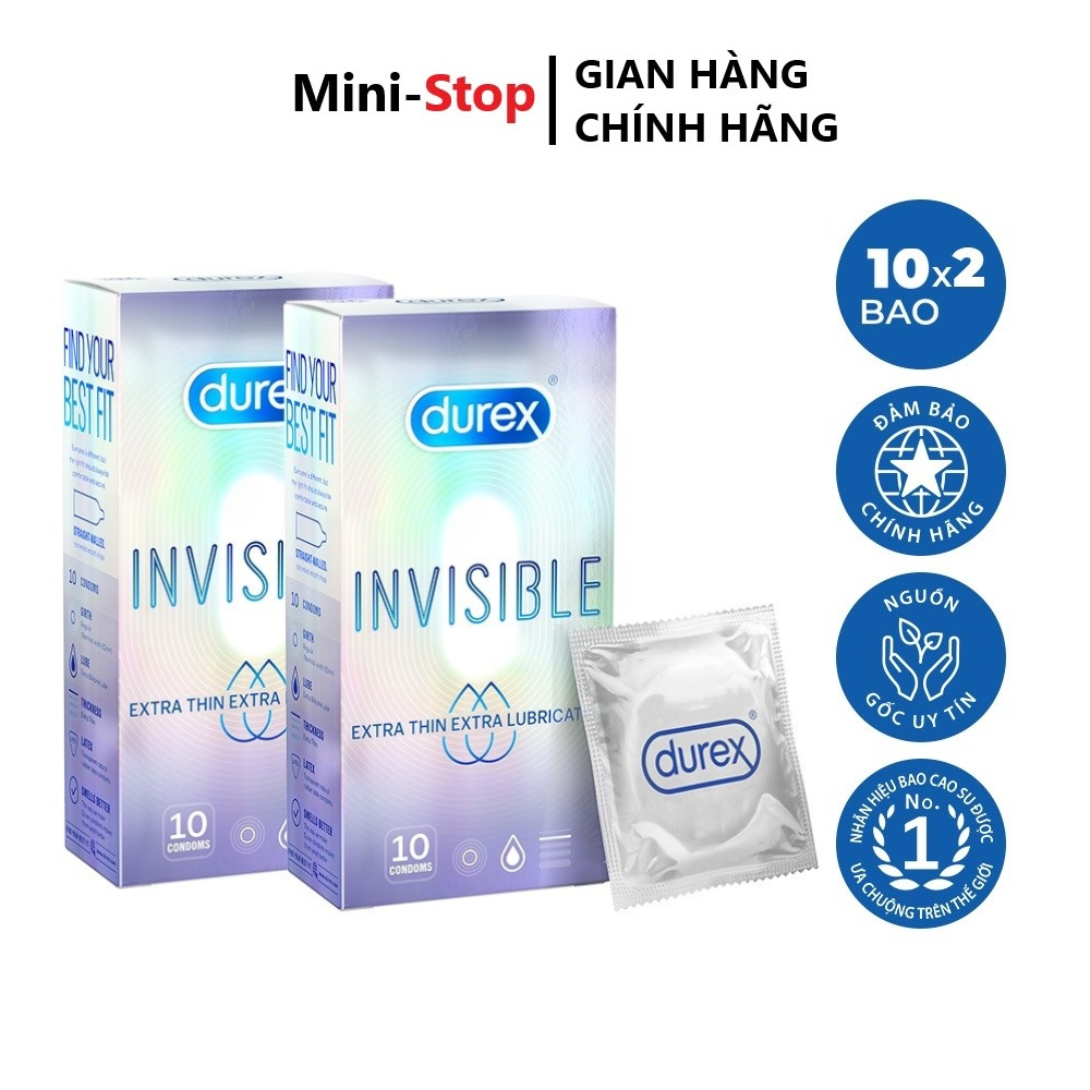 FREESHIP Combo 2 hộp Bao cao su siêu mỏng Durex Invisible Extra Thin - Extra Sensitive (20 cái)