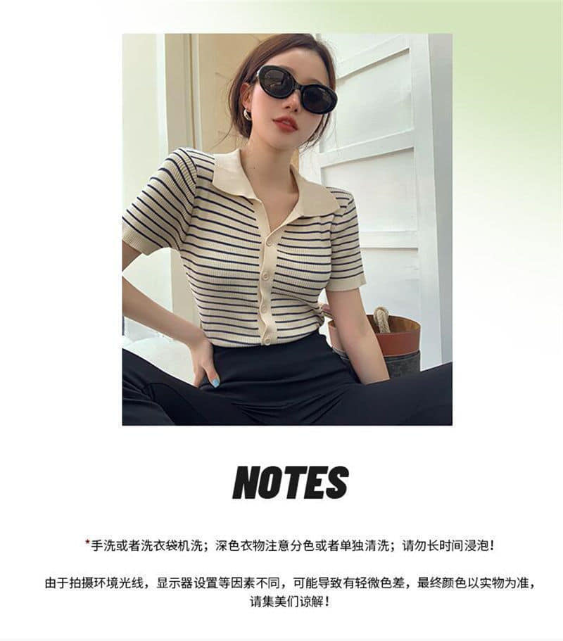 Áo len montoghi kẻ phong cách Hàn Quốc