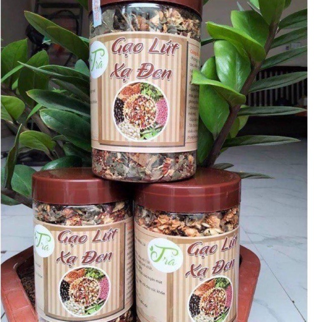 Trà gạo lứt xạ đen đỗ đen mix hoa nhài lá sen hộp 500g