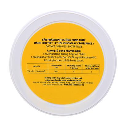 Bộ 4 hộp Physiolac Croissance số 3 900g ( dành cho trẻ từ 1 - 3 tuổi)