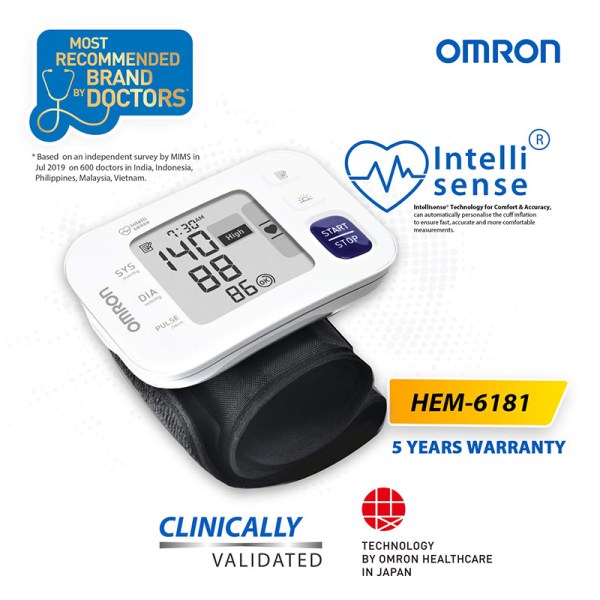 Máy Đo Huyết Áp Cổ Tay Omron HEM-6181
