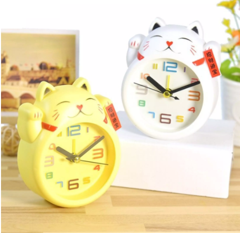 ĐỒNG HỒ BÁO THỨC ĐỂ BÀN HÌNH MÈO MAY MẮN (Nhiều màu) - [ Đồng hồ để bàn Cute - Đồng hồ báo thức - Đồng hồ học sinh dễ thương ]