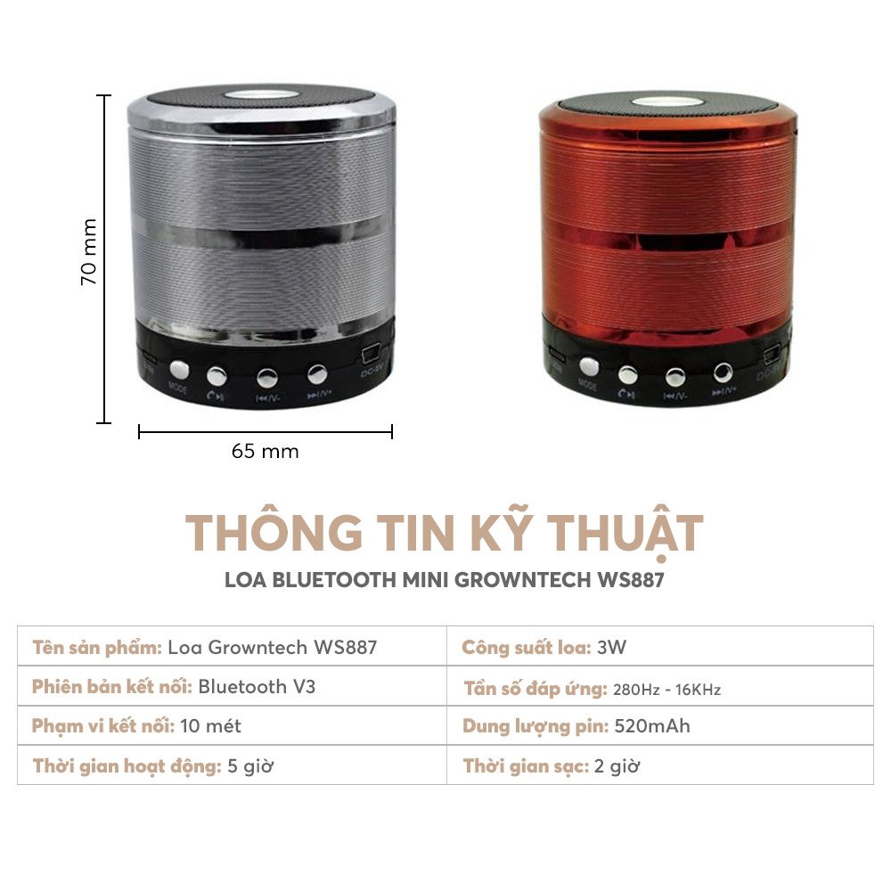 Loa Bluetooth Mini WS887 Loa Nghe Nhạc Không Dây Nhỏ Gọn Có Dây Treo