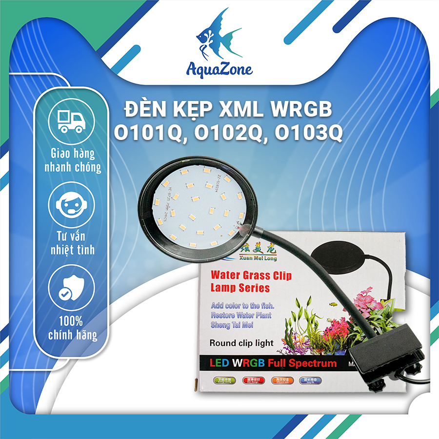 Đèn led kẹp tròn xml o101q, 0102q, o103q hệ wrgb dành cho bể thủy sinh, bể cá nhỏ và vừa