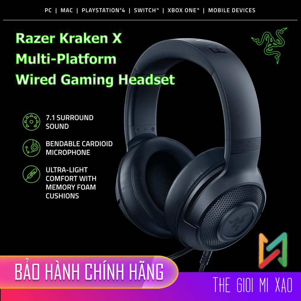 Tai nghe Gaming Razer Kraken X–Multi Platform có dây - Hàng Chính Hãng - Bảo Hành 24 Tháng