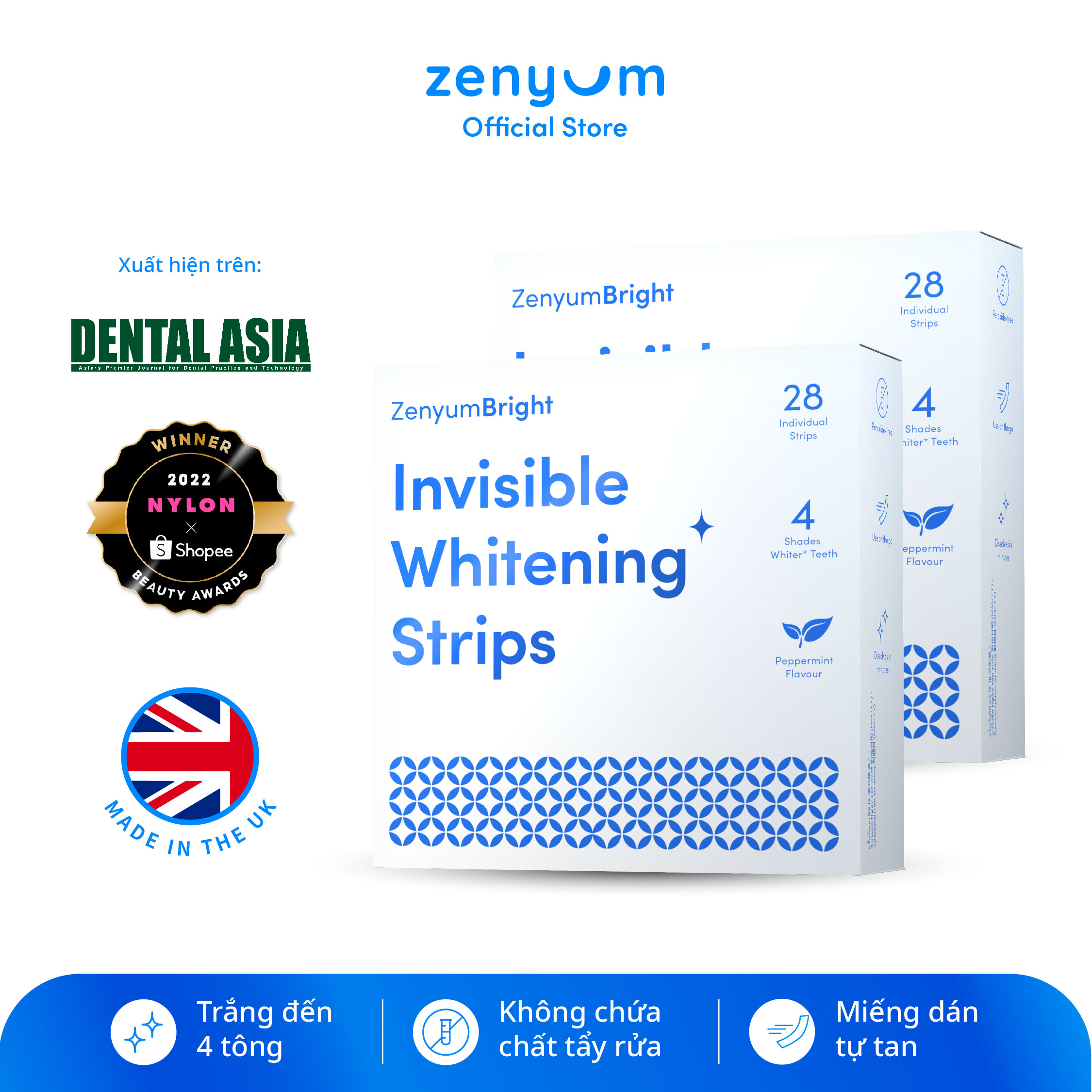Bộ 2 hộp miếng dán trắng răng ZenyumBright (28 miếng lẻ)