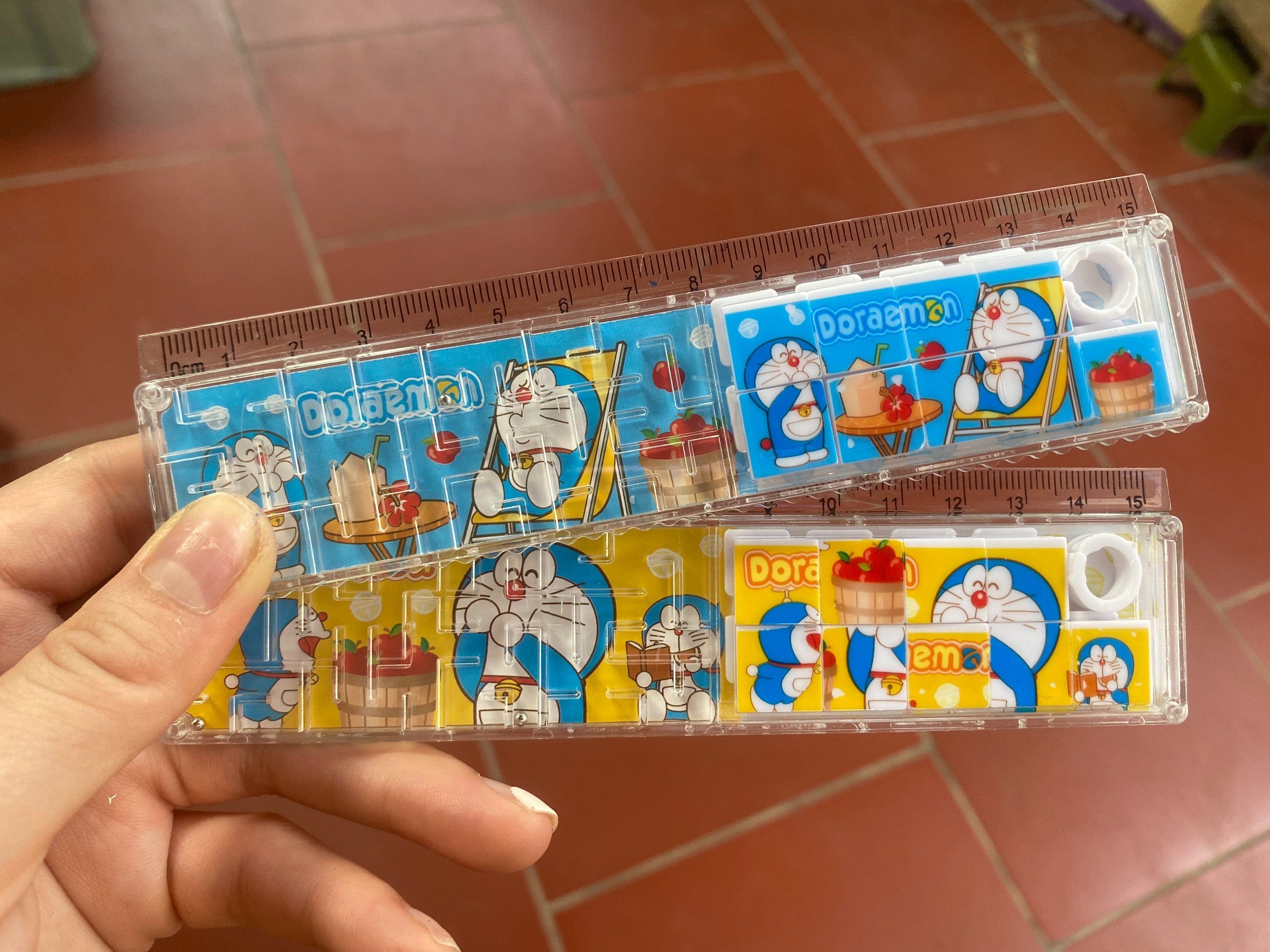 VTCS1454 - 1 thước kẻ xếp hình Doremon 15cm - Giao màu ngẫu nhiên
