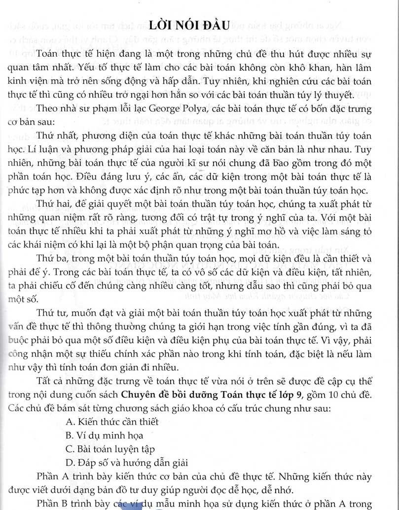 CHUYÊN ĐỀ BỒI DƯỠNG TOÁN THỰC TẾ LỚP 9