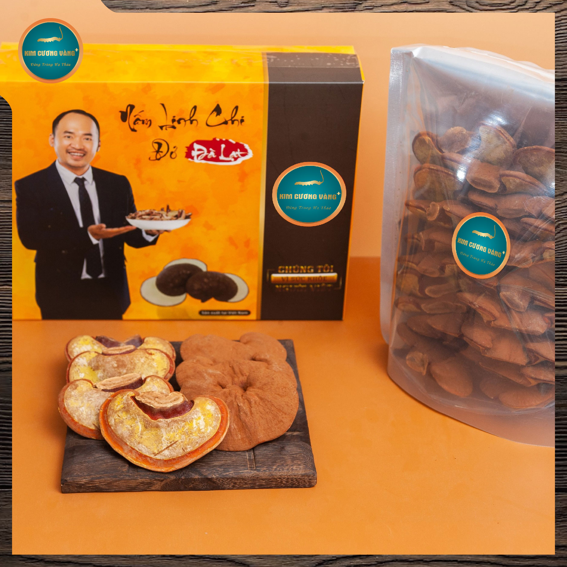 Nấm Linh Chi Non Kim Cương Vàng (250g/Hộp)