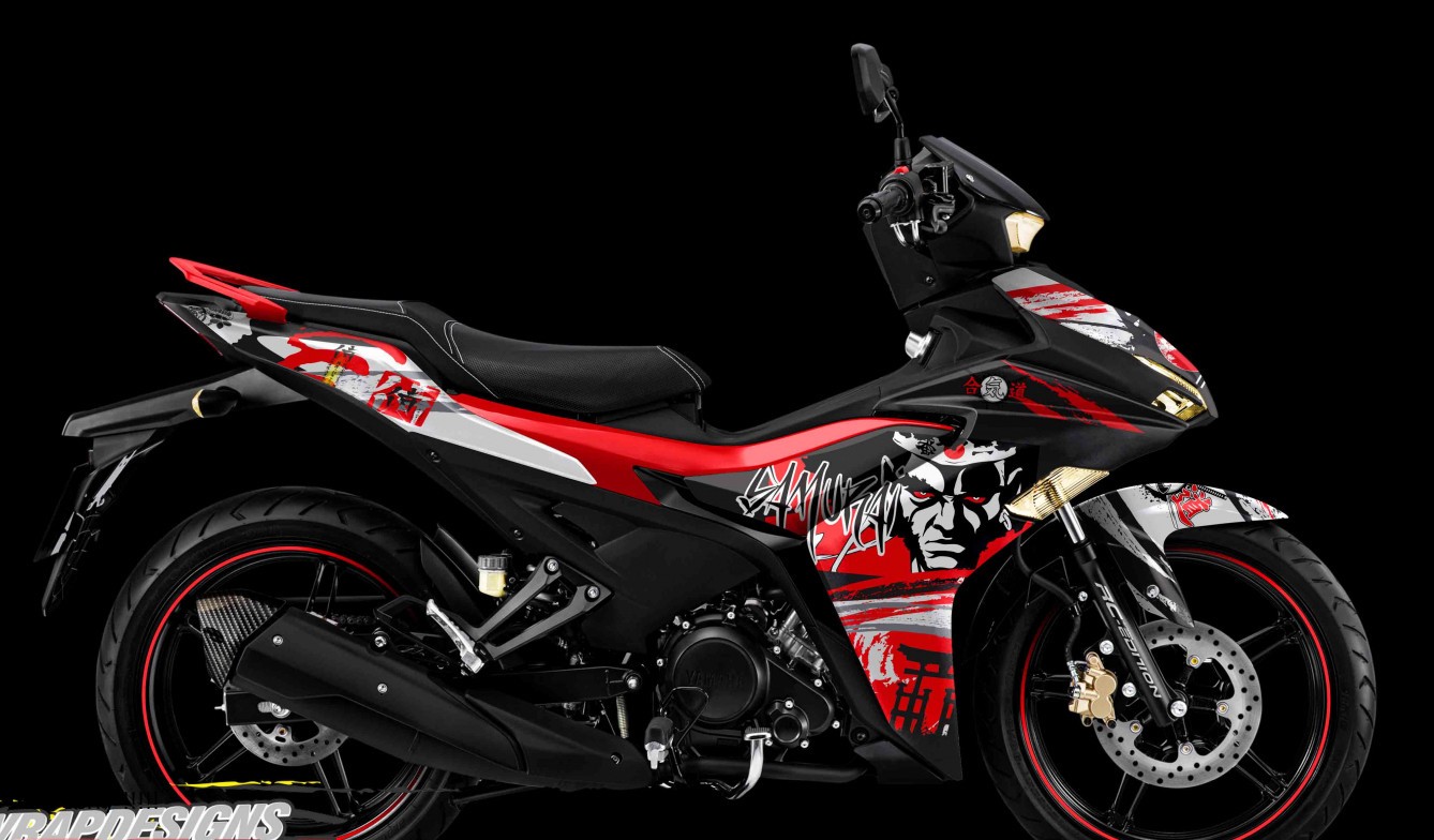 Tem trùm xe exciter 155 SAMURAI ĐỎ TRẮNG ĐEN đẹp - Tem  dán xe máy exciter 155 ĐỎ TRẮNG thiết kế theo yêu cầu - tem trùm exciter 155 độ chế đẹp và rẻ chất