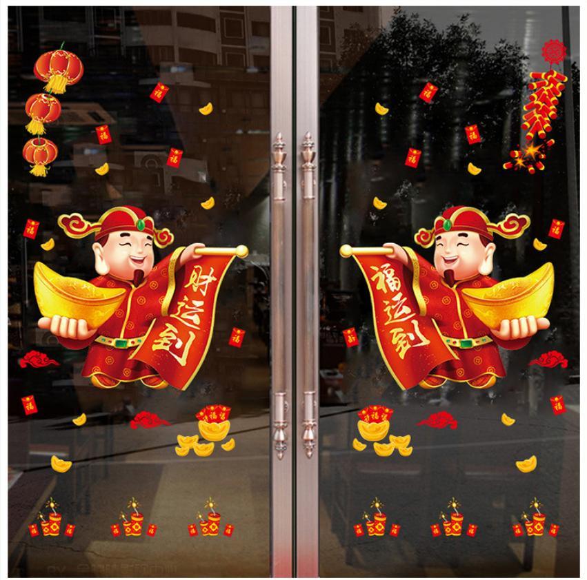 Decal tết trang trí năm mới - thần tài đền XH6234