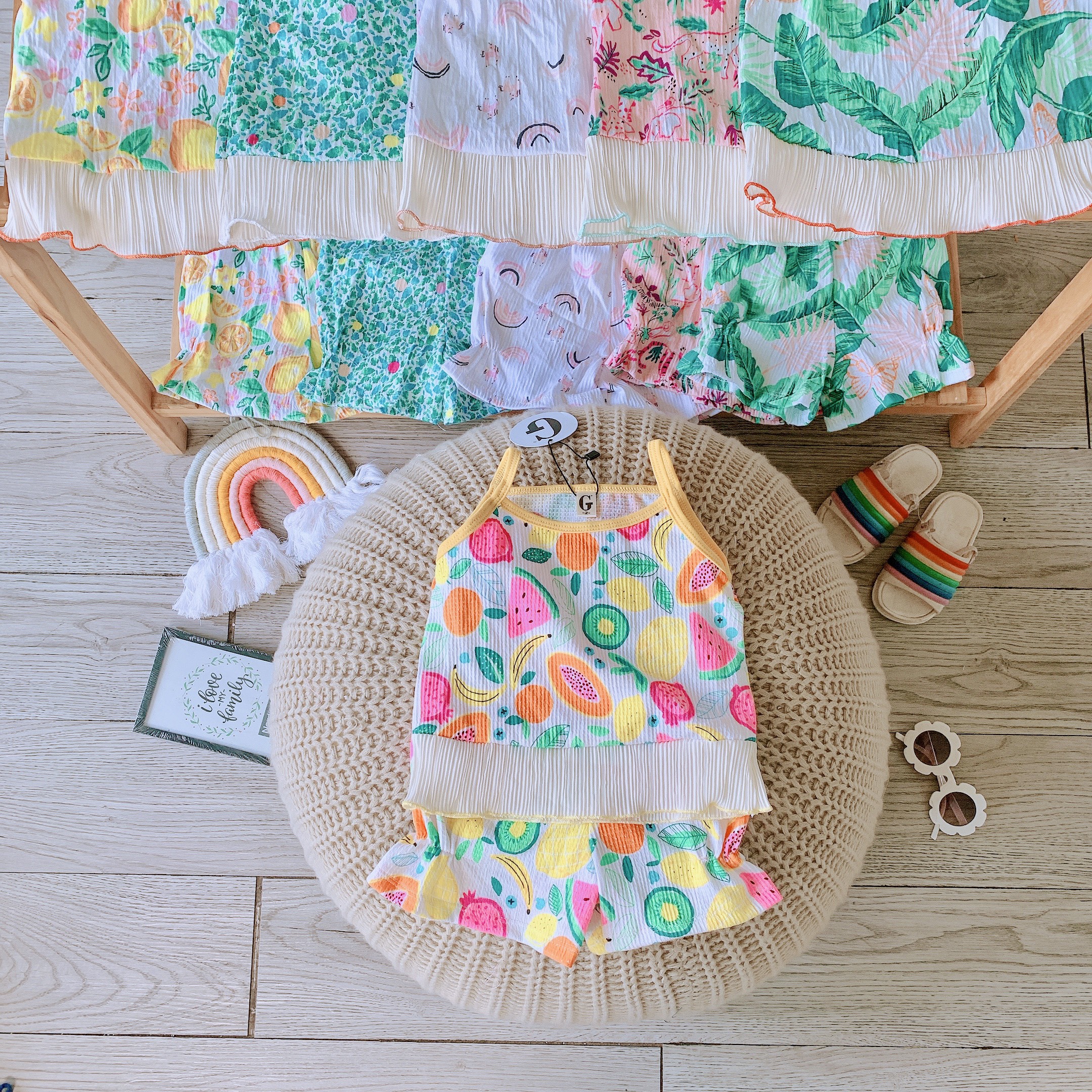 Đồ bộ bé gái, đồ bộ 2 dây, bộ đùi cotton dệt mát mùa hè cho bé gái cực dễ thương
