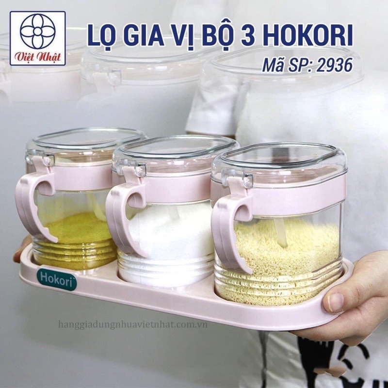 Hộp đựng gia vị 3 hủ, Hũ, lọ đựng gia vị cao cấp - Bộ Hộp đựng gia vị 3 hủ đa năng - Hộp đựng gia vị 3 hủ tiện lợi