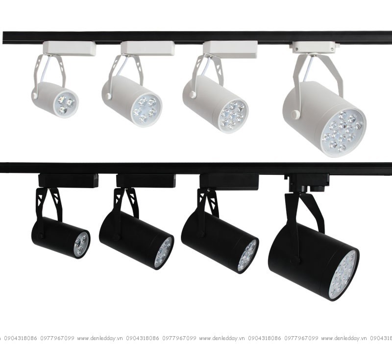 Bộ 8 đèn led rọi thanh ray 7w vỏ trắng ánh sáng trắng /vàng và 2 thanh ray 1 mét màu trắng