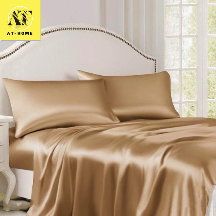 Ga lẻ drap lẻ phi lụa mát mịn thương hiệu at home - màu vàng đồng