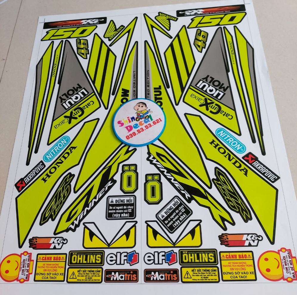 Tem winner GTR liqui moly xanh dạ quang