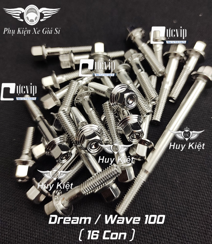 Bộ ốc lốc máy salaya phay thái inox 304 cho dream, wave 100 ms5205