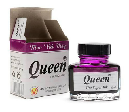 Mực bút máy Queen hộp thủy tinh 30ml xanh, tím