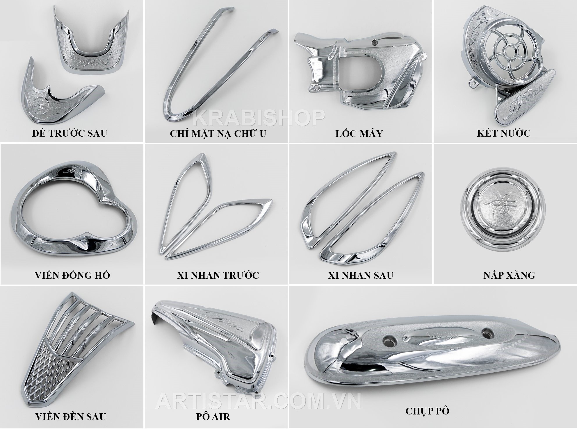Ốp trang trí xe YMH Nozza cũ 2011-2014 mạ crom Artistar