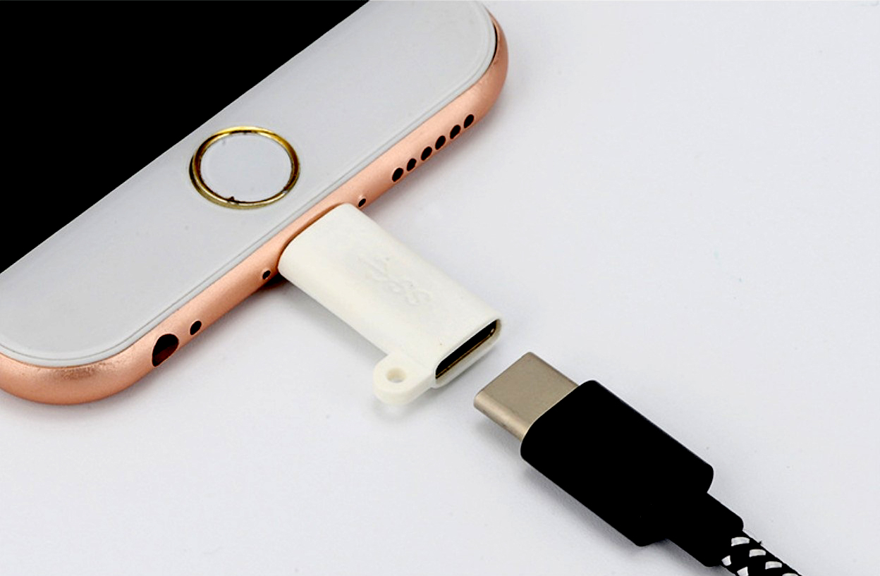 Đầu chuyển đổi từ USB Type C sang Lightning (Đen - Móc chống rơi)