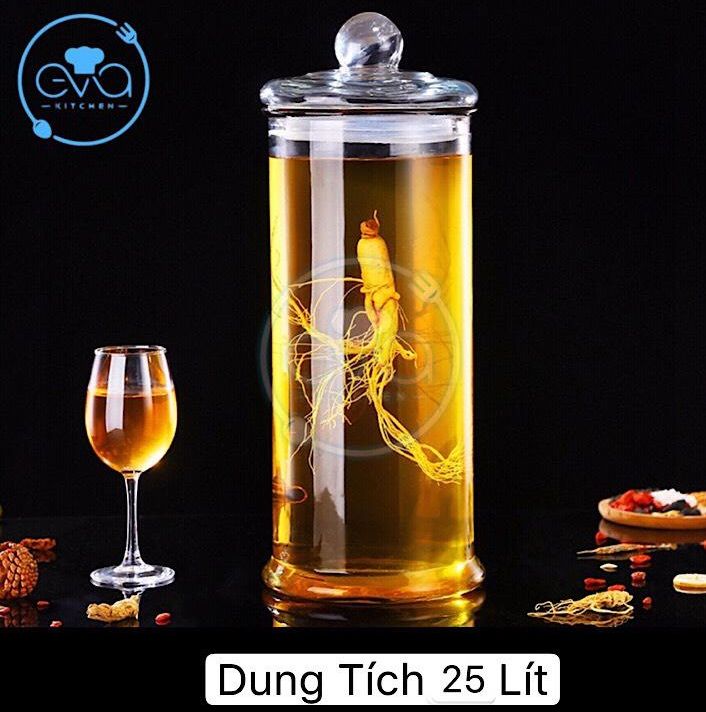 [HCM]Bình Ngâm Thủy Tinh 25 Lít Dáng Trụ Thân Trơn – TT25L