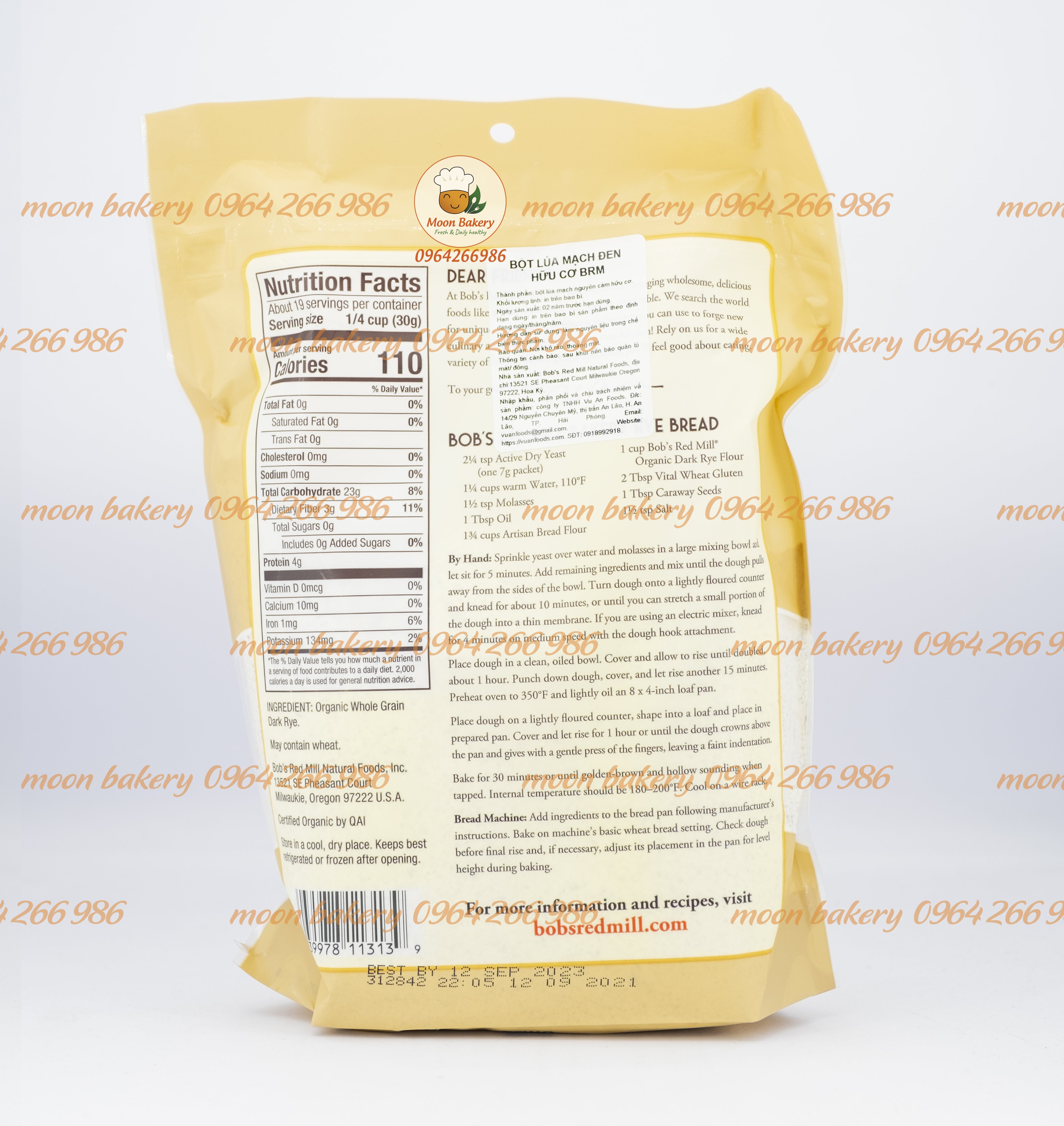 Bột Lúa Mạch Đen Hữu Cơ Bob’s Red Mill Mỹ túi 567gr - HSD 9/2023