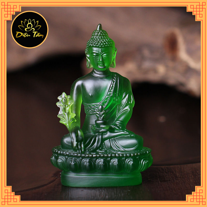 Medicine Buddha statue green high 12cm