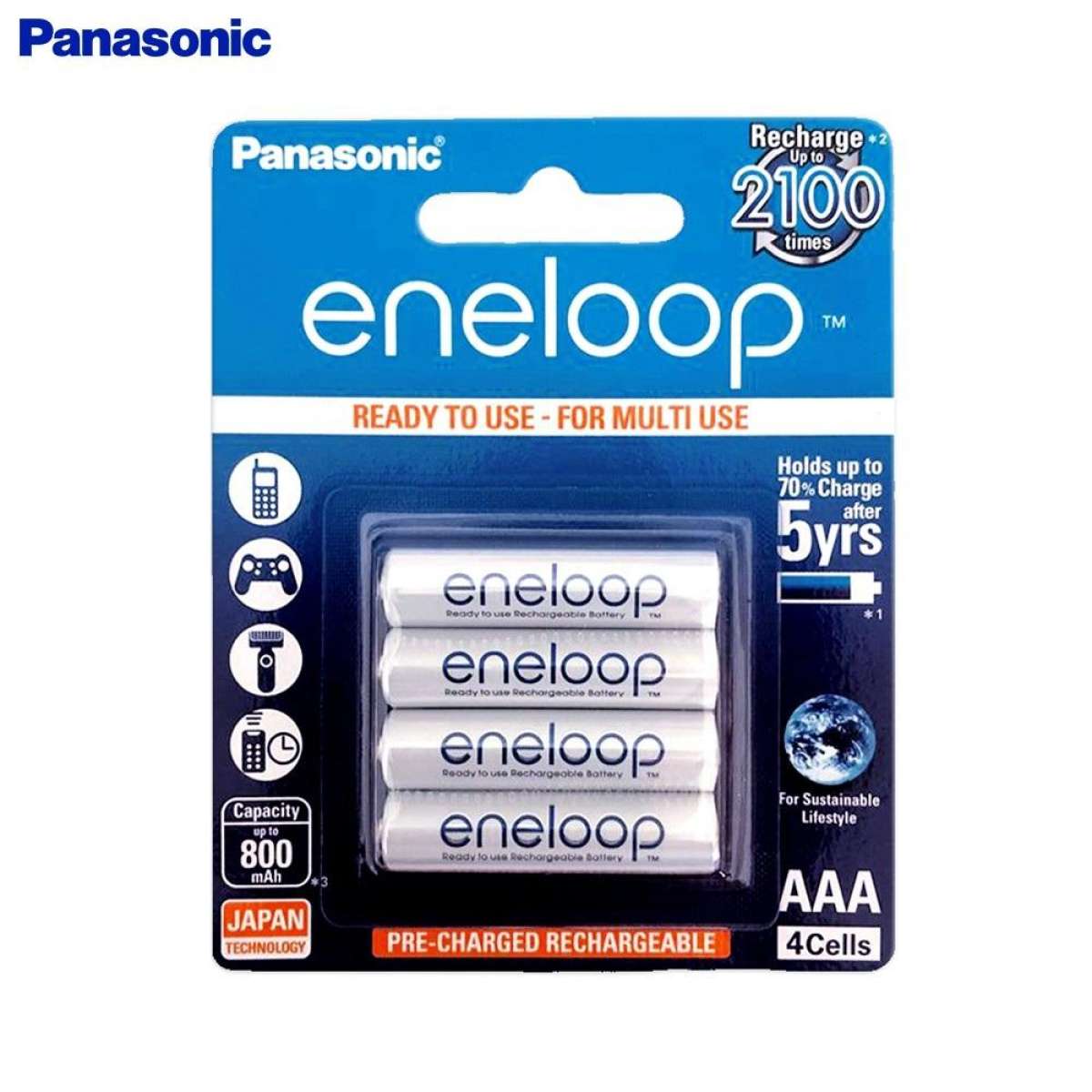 Vỉ 4 pin AAA ( pin đũa) eneloop 800mAh BK-4MCCE 2100 lần sạc