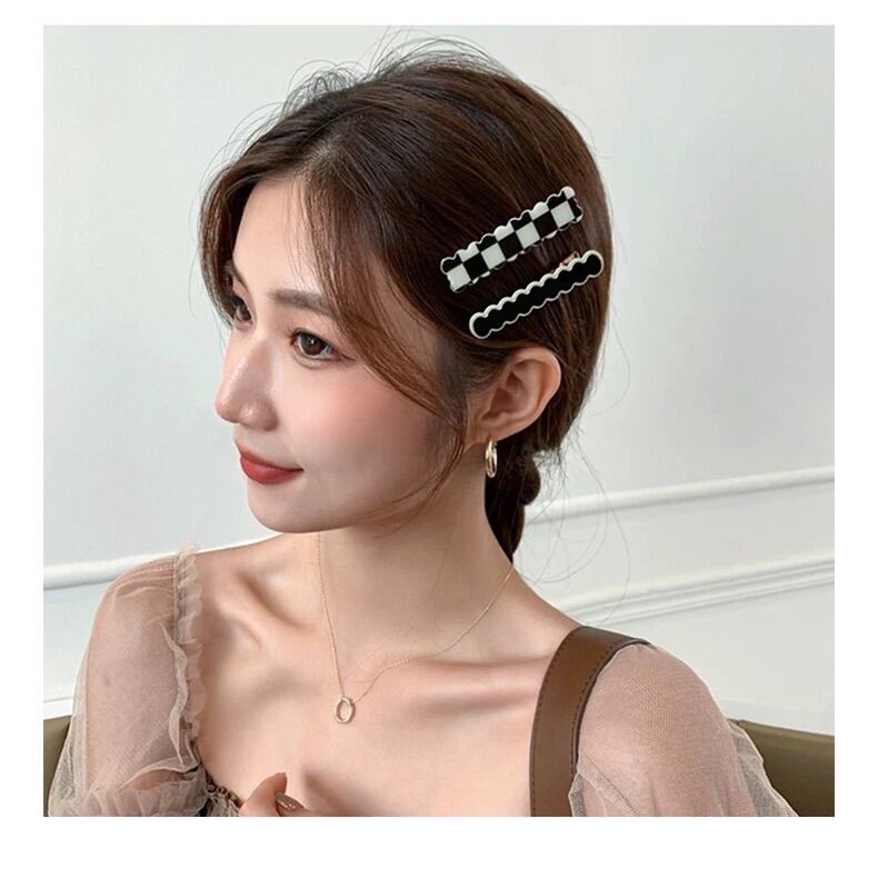 Kẹp tóc kiểu hàn quốc đen trắng - Trâm Bella