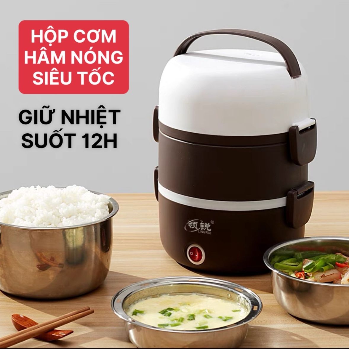 [Hàng Tốt] HỘP CƠM HÂM NÓNG 3 TẦNG LÕI INOX 304 CAO CẤP GIỮ NHIỆT LÂU, HÂM NÓNG THỨC ĂN SIÊU TỐC CỰC TIỆN LỢI - CÀ MEN 3 TẦNG ĐỰNG CƠM VĂN PHÒNG 1.8L