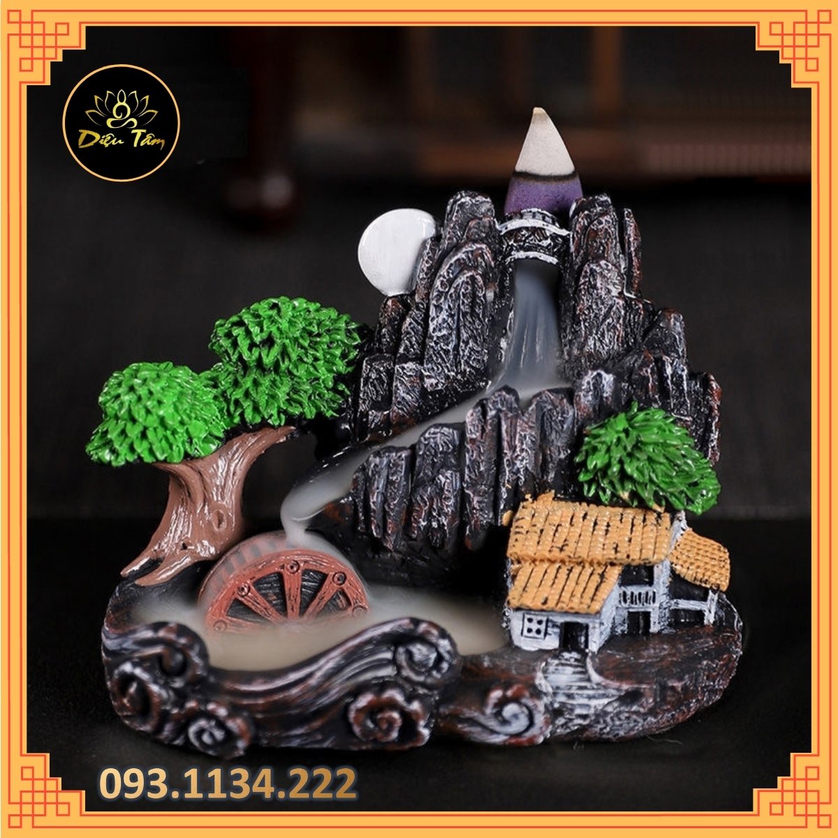 Waterfall smoke agarwood waterfall smoke rockery miniatures ornaments feng shui gift 5 Bud agarwood high-end burst bass